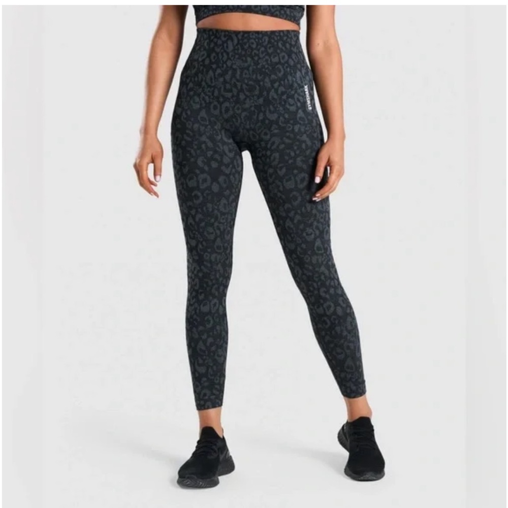 Women's Black Leopard Print Gymshark Leggings